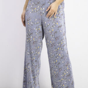 Womens Floral-Print Pants Grey Combo