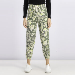Womens Floral Print Pull-on Pants Green