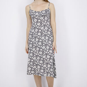 Womens Floral Print Sleeveless Dress Grey/White