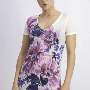 Womens Floral-Print Tee Marshmallow