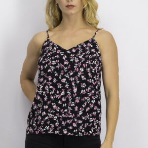 Womens Floral Print Tops Black Combo