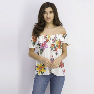 Womens Floral Print Tops White Combo
