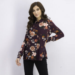 Womens Floral Printed Blouse Plum Combo