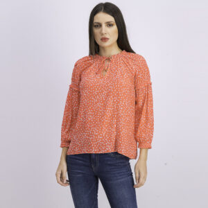 Womens Floral Printed Top Bright Red