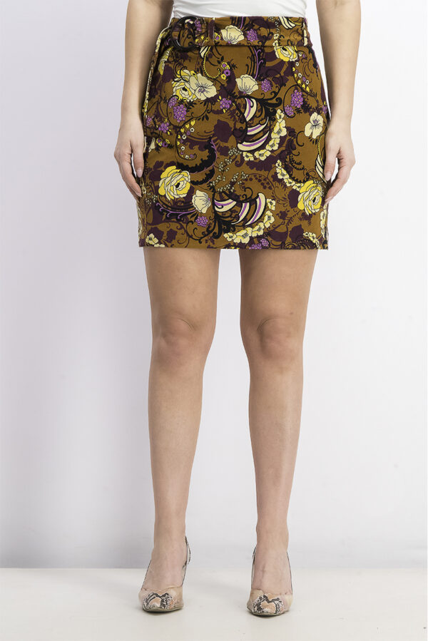 Womens Floral Skirt Brown Combo