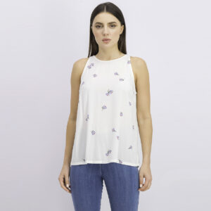 Womens Floral Tank Top Off White