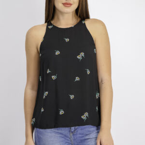 Womens Floral Tops Black