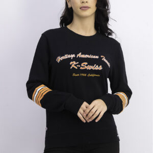 Womens French Terry Cropper Sweater Black/Orange