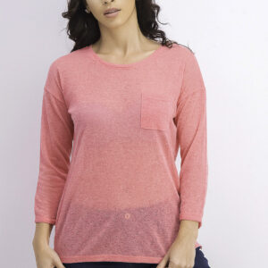 Womens Front Pocket Tops Pink