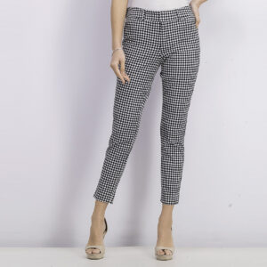 Womens Gingham Ankle Pants Black/White