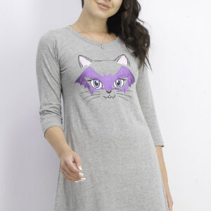 Womens Graphic Print Sleepwear Dress Grey/Purple