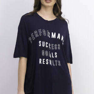 Womens Graphic Print Top Navy