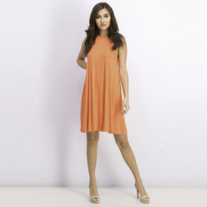 Womens Halter Neck Sleeveless Dress Orange