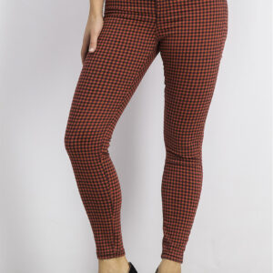 Womens High Rise Checkered Jegging Red/Black