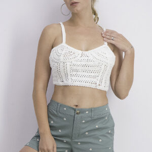 Womens Knit Cropped Top White
