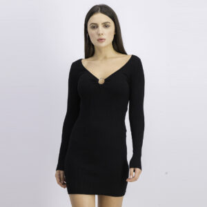 Womens Knit Longsleeves Dress Black