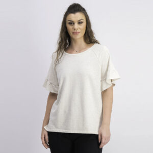 Womens Knit Top Ivory Heather