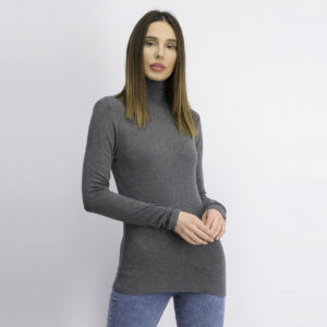 Womens Knitted Turtle Neck Long Sleeves Tops Gray