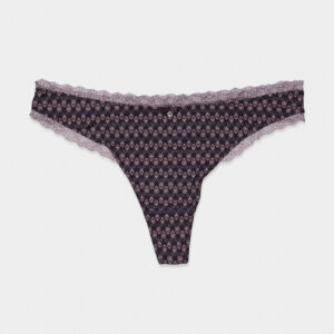 Womens Lace Detail Thong Panty Purple