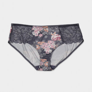 Womens Lace Floral Panty Gray/Pink Combo