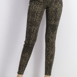 Womens Leopard Print Skinny Jeans Brown/Black