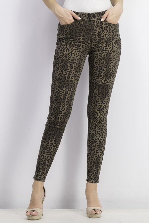 Womens Leopard Print Skinny Jeans Brown/Black