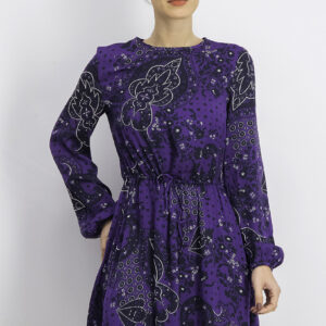 Womens Lila Paisley Pattern Dress Purple Combo