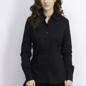 Womens Logo Print Slim Fit Long Sleeve Shirt Black