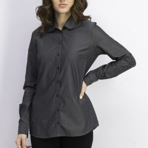 Womens Logo Print Slim Fit Long Sleeve Shirt Dark Grey