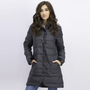 Womens Long Insulated Parka Jacket Charcoal