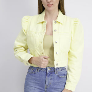 Womens Long Sleeve Cropped Jacket Pale Yellow