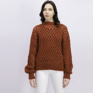 Womens Long Sleeve Knit Sweater Dark Red