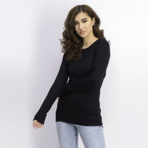 Womens Long Sleeve Plain Sweater Black