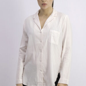 Womens Long Sleeve Stripe Sleepwear Pink/White