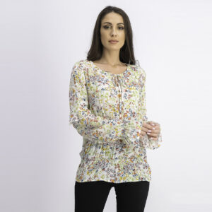 Womens Longsleeve Floral-Print Top White Combo