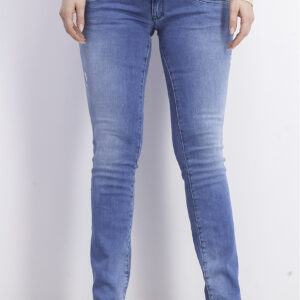 Womens Low Rise Straight Jeans Wash Blue