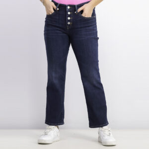 Womens Mid-Rise Ava Crop Mini Bootcut Jeans Navy Blue