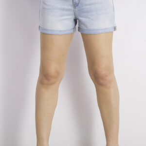 Womens Mid-Rise Cuffed Jeans Shorts Wash Blue