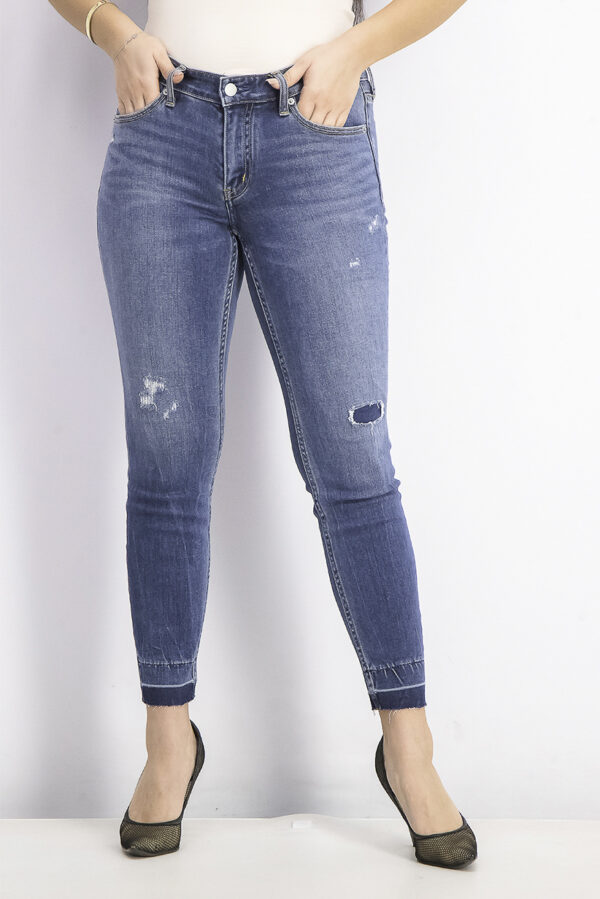 Womens Mid Rise Skinny Ankle Jeans Blue