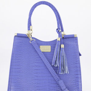 Womens Natalie Croco Shopper Shoulder Bag 28 H x 31 L x 11 W cm Blue