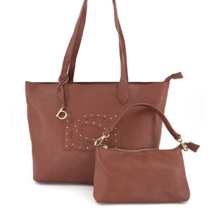 Womens Oliver Studded Tote & Pouch 27 H x 42 L x 12 W cm Burgundy