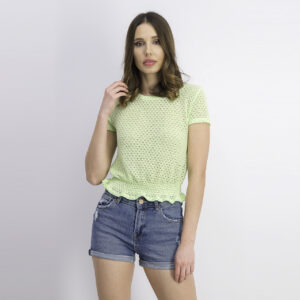 Womens Open Knit Top Lime Green