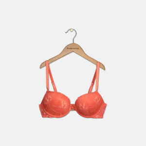 Womens Padded Underwire Lace Bra Coral