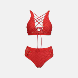 Womens Padded Underwired 2 Piece Red