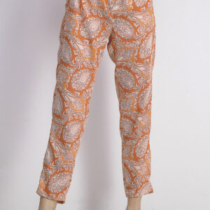 Womens Paisley Print Trousers Orange