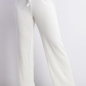 Womens Plain Drawstring Pajama Set White