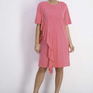 Womens Plain Ruffle Dress Pink