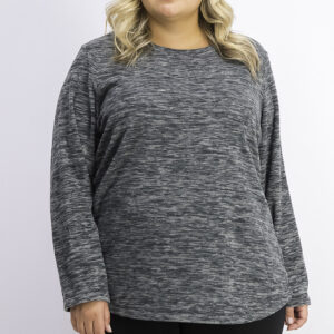 Womens Plus Size Marled Microfleece Top Charcoal Heather