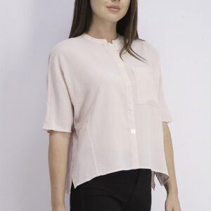 Womens Pocket Detail Short Sleeve Shirt Pink