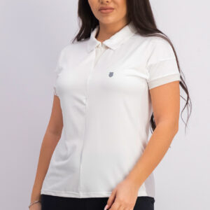 Womens Polo Shirt White/ Gull Grey
